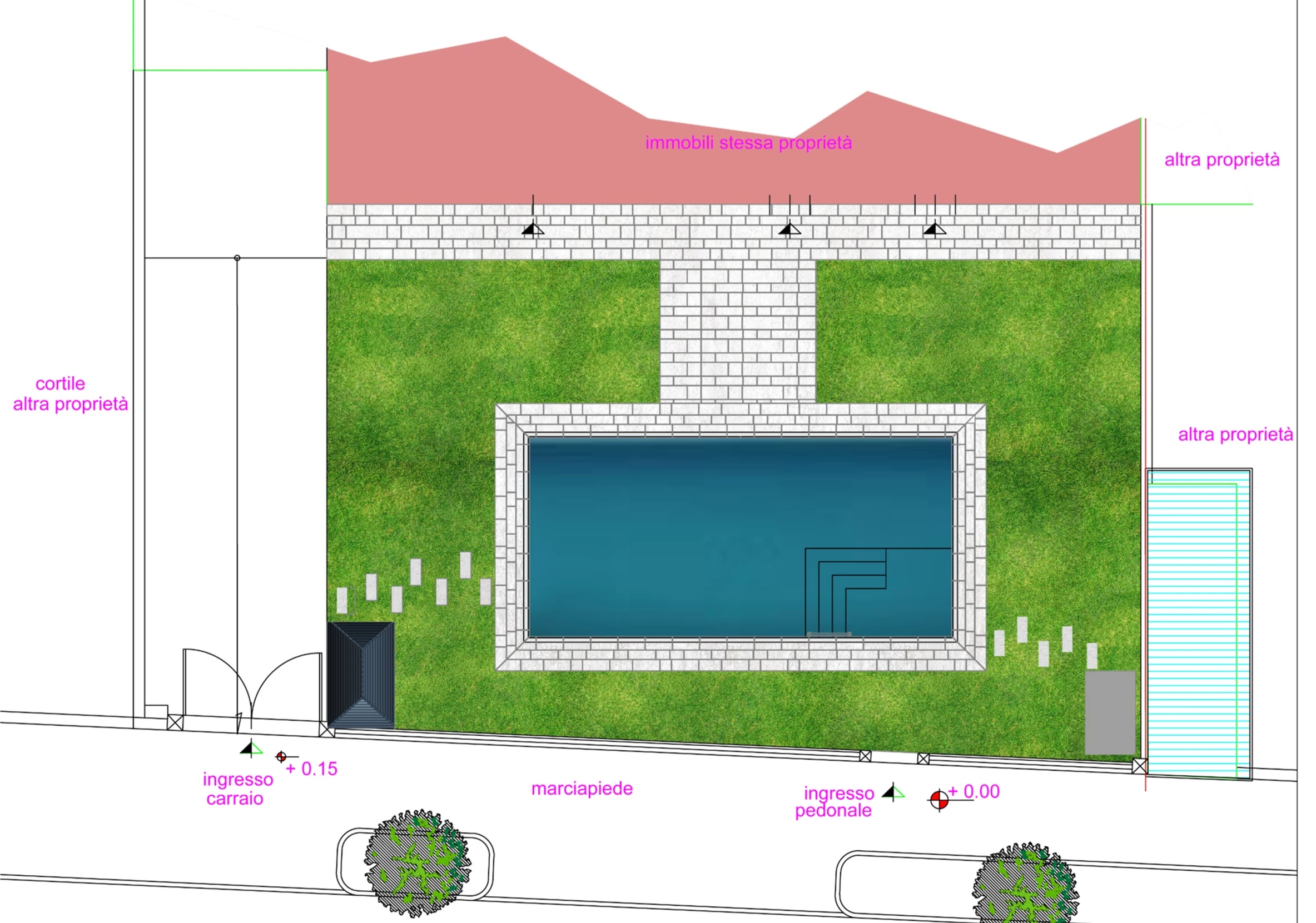 Progetto realizzato per cliente privato, per realizzazione piscina pertinenziale con area relax e scala interna  - provincia di Lodi