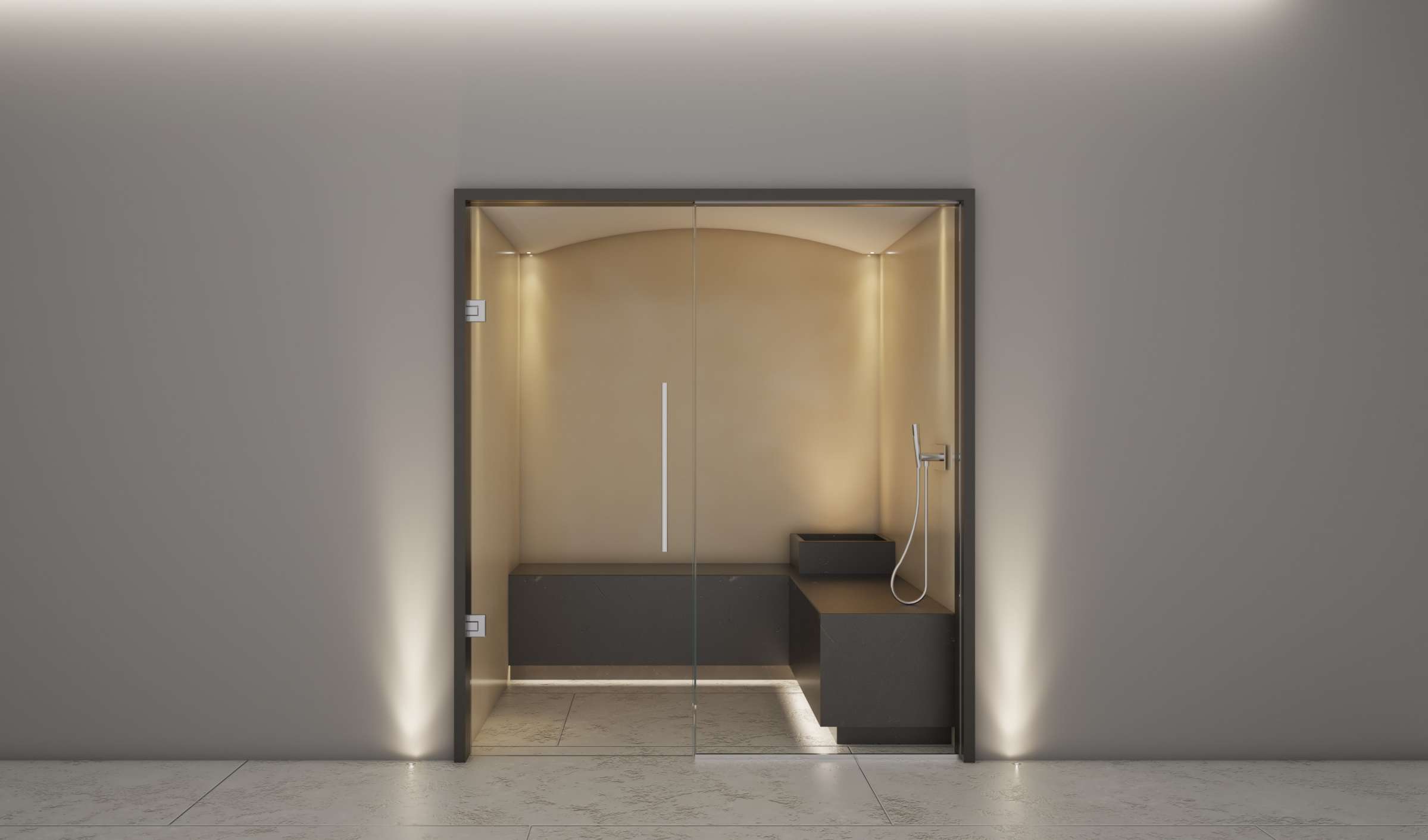 Bagno di vapore dotato di luci Led, aromi e musica, per rendere l'atmosfera il più rilassante possibile Bagno di vapore dotato di luci Led, aromi e musica, per rendere l'atmosfera il più rilassante possibile